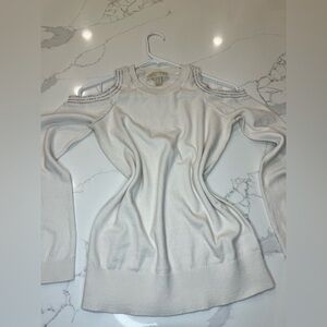 Michael Kors Cream Sweater with Studded Shoulders